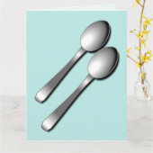 ロマンチックなスプーンのグリーティングカード カード (黄色い花)