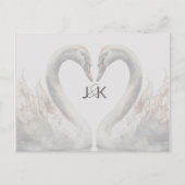 ロマンチックなスワンの結婚式 Save the Date ポストカード (正面)