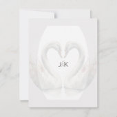 ロマンチックなスワンカップルのモノグラムフラットノートカード ノートカード (正面)