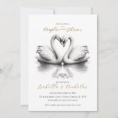 ロマンチックなスワンカップルシャワー招待状 招待状 (正面)