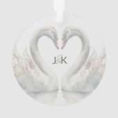 ロマンチックなスワ結婚ーズのカップル・モノグラム オーナメント (裏面)