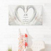 ロマンチックなスワ結婚ーズのカップル・モノグラム 横断幕 (インサイチュ)