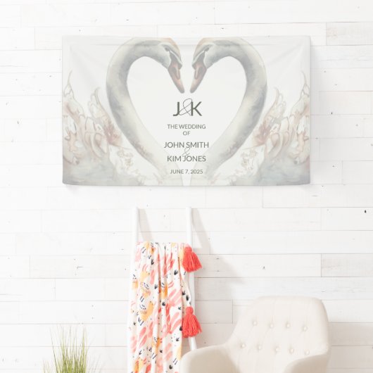 ロマンチックなスワ結婚ーズのカップル・モノグラム 横断幕 (インサイチュ)