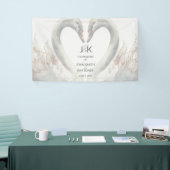 ロマンチックなスワ結婚ーズのカップル・モノグラム 横断幕 (トレードショー)