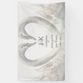 ロマンチックなスワ結婚ーズのカップル・モノグラム 横断幕 (縦)