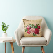 ロマンチックなセピアデザイン赤いバラのヴィンテージオン クッション (椅子)