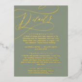 ロマンチックなセージ緑とゴールドフォイル詳細カード 箔招待状ポストカード (正面)