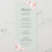 ロマンチックなセージ緑とピンクのバラ結婚ズのメニュー メニュー (正面)