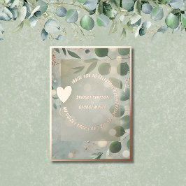 ロマンチックなセージ緑のユーカリ結婚プス 箔招待状