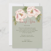 ロマンチックなセージ&赤面牡丹フローラ写真結婚の写真 サンキューカード (裏面)