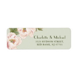 ロマンチックなセージ&赤面結婚牡丹の差出人住所 ラベル