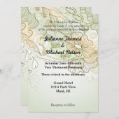 ロマンチックなソウルメイトハートグリーン結婚フローラ 招待状 (正面/裏面)
