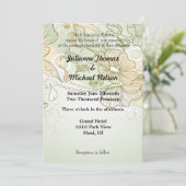 ロマンチックなソウルメイトハートグリーン結婚フローラ 招待状 (スタンド正面)