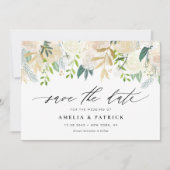 ロマンチックなソフトアイボリーの花結婚の配置 セーブザデート (正面)