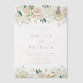 ロマンチックなソフトアイボリーフラワーズガーランド結婚ズ ベラム紙招待状 (正面)