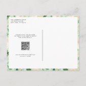 ロマンチックなソフトアイボリーフローラリースQRコー結婚ド インビテーションポストカード (裏面)