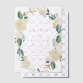 ロマンチックなソフトアイボリーフローラ結婚リース ベラム紙招待状 (オフセット (招待状))