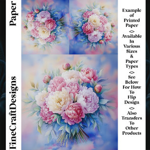 ロマンチックなソフトウォーター色の牡丹CR3クラフト紙