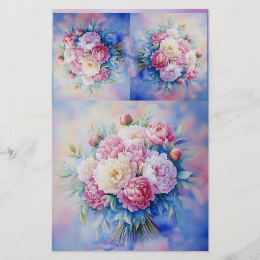 ロマンチックなソフトウォーター色の牡丹CR3クラフト紙 (正面)