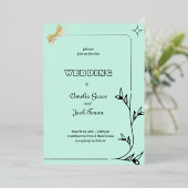 ロマンチックなソフトカラーとブランチ縁どデザイン 箔招待状 (立ち正面)