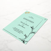 ロマンチックなソフトカラーとブランチ縁どデザイン 箔招待状 (回転した状態)