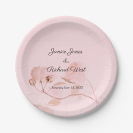 ロマンチックなソフトピンクのバラ結婚の芽 ペーパープレート