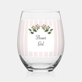 ロマンチックなソフトピンクの花の女結婚の子 ステムなしワイングラス