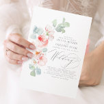 ロマンチックなソフトピンクの花サマー庭園の結婚式 招待状<br><div class="desc">ピンクエレガントの水色の花結婚式招待状</div>