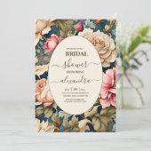 ロマンチックなソフトピンクの花ブライダル 招待状 (スタンド正面)