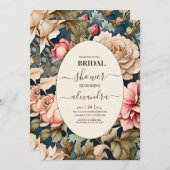 ロマンチックなソフトピンクの花ブライダル 招待状 (正面/裏面)