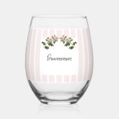 ロマンチックなソフトピンク結婚のgroomsman ステムなしワイングラス (正面)