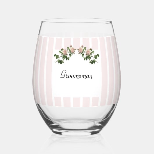 ロマンチックなソフトピンク結婚のgroomsman ステムなしワイングラス (裏面)