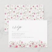 ロマンチックなソフトフローラ赤面ピンクウォーター結婚カラー 出欠カード (正面/裏面)