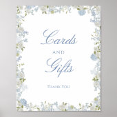 ロマンチックなソフトブルーフローラウェディングカードとギフト ポスター (正面)