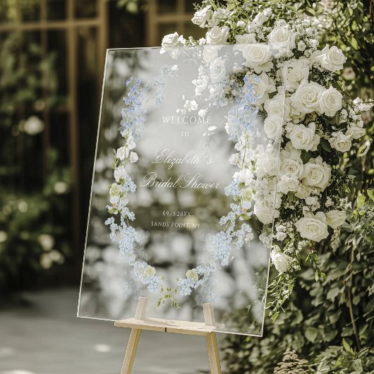 ロマンチックなソフトブルーブライダルシャワーへようこそ アクリルサイン