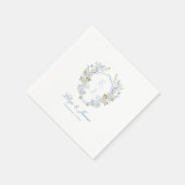 ロマンチックなソフトブルーモノグラム結婚クレスト スタンダードカクテルナプキン (角)