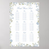 ロマンチックなソフトブルー結婚フローラの座席表 ポスター (正面)