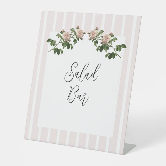 ロマンチックなソフト結婚ピンクのサラダバー 台座サイン (正面)