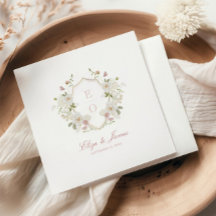 ロマンチックなソフト赤面ホワイトモノグラム結婚クレスト