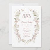 ロマンチックなソフト赤面ヴィンテージフレームブライダルシャワー 招待状 (正面)