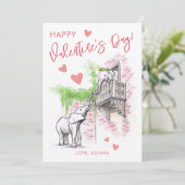 ロマンチックなゾウのロミオとジュリエットのバレンタインデー シーズンカード (スタンド正面)