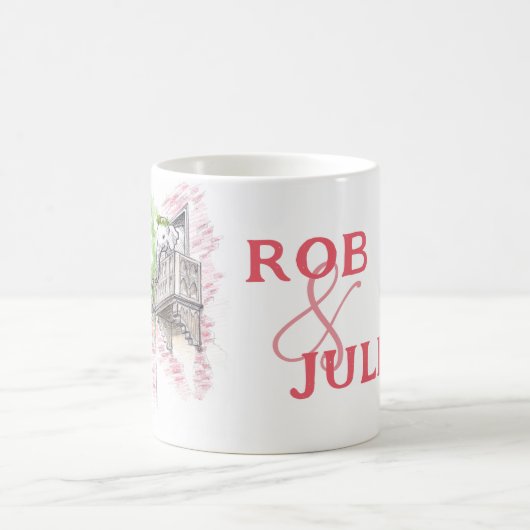 ロマンチックなゾウはロミオとジュリエットを愛する コーヒーマグカップ (中央)