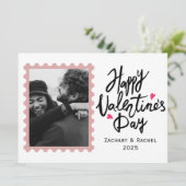 ロマンチックなタイポグラフィバレンタインのカップル1写真 シーズンカード (スタンド正面)