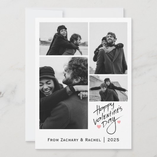 ロマンチックなタイポグラフィバレンタインのカップル4写真 シーズンカード (正面)