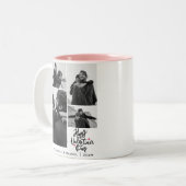 ロマンチックなタイポグラフィバレンタインのカップル4写真 ツートーンマグカップ (正面左)