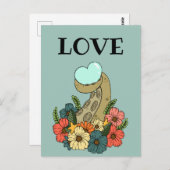 ロマンチックなタコのラブカード ポストカード (正面/裏面)