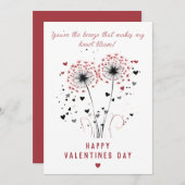 ロマンチックなタンポポのバレンタインデー シーズンカード (正面/裏面)