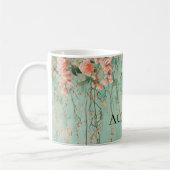 ロマンチックなターコイズとフラッシュの花のウェディング コーヒーマグカップ (左)