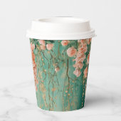 ロマンチックなターコイズとブッシュの花のウェディング ブライダルシャワー 紙コップ (裏面)