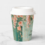 ロマンチックなターコイズとブッシュの花のウェディング ブライダルシャワー 紙コップ (右)